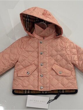 Burberry Quilted Hooded Jacket - Peach
